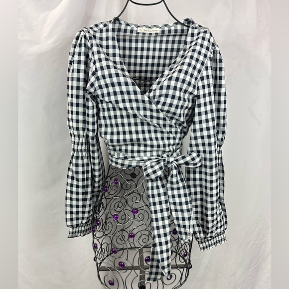 Here Comes the sun gingham wrap blouse size M - Picture 1 of 11